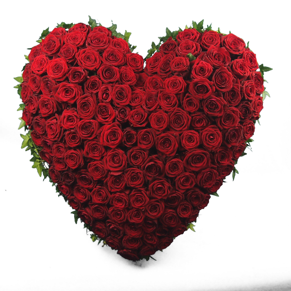 Trauerherz gesteckt mit roten Rosen (zum Aufstellen) Bild 1